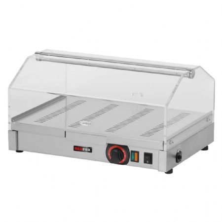 Vitrine chauffante de comptoir avec façade vitrée et puissance de 0,4 kW