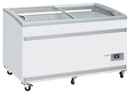 Congélateur horizontal professionnel blanc couvercle coulissant incurvé vitré 588 L - Coolhead - VF 1450SW Congélateur horizontal professionnel blanc couvercle coulissant incurvé vitré 588 L - Coolhead - VF 1450SW