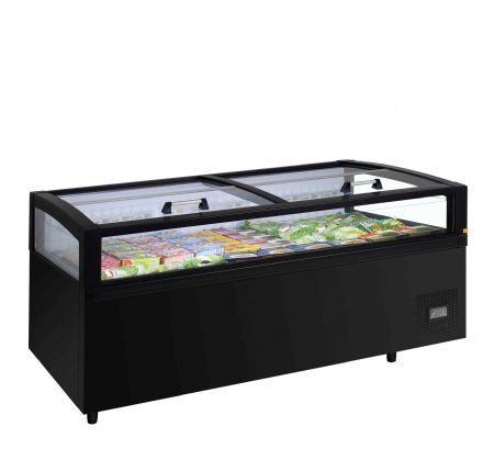 Rfrigrateur convertible en conglateur noir de supermarch avec 2 couvercles coulissants - 613 L