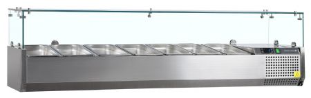 Vitrine réfrigérée GN1/3 positive 7 bacs GN inox 59 L +2 à +10 °C - Tefcold - VK38-160
