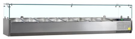 Vitrine réfrigérée GN1/3 positive 8 bacs GN inox 69 L +2 à +10 °C - Tefcold - VK38-180