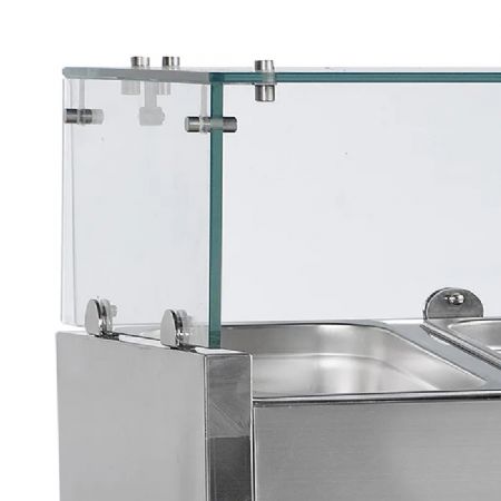 Vitrine rfrigre positive professionnelle en inox avec vitre droite et 9 bacs GN 1/3 - 2000 x 395 x 225 mm