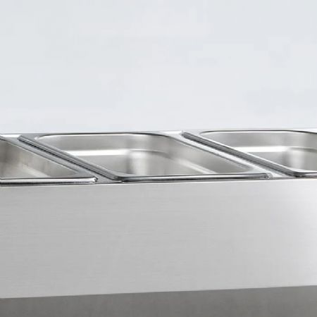 Vitrine rfrigre positive professionnelle en inox avec vitre droite et 9 bacs GN 1/3 - 2000 x 395 x 225 mm