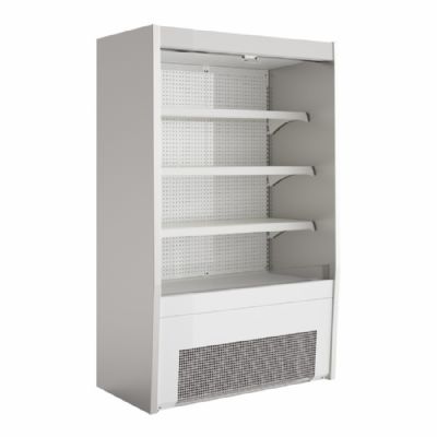Vitrine murale réfrigérée libre service blanche 3 niveaux avec rideau de nuit - 1280x660x1900mm Vitrine murale réfrigérée libre service blanche 3 niveaux avec rideau de nuit - 1280x660x1900mm