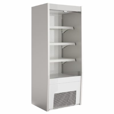 Vitrine murale réfrigérée libre service blanche 3 niveaux avec rideau de nuit - 680x660x1900mm Vitrine murale réfrigérée libre service blanche 3 niveaux avec rideau de nuit - 680x660x1900mm