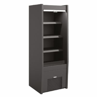 Vitrine murale réfrigérée libre service noire 3 niveaux avec rideau de nuit - 680x660x1900mm Vitrine murale réfrigérée libre service noire 3 niveaux avec rideau de nuit - 680x660x1900mm