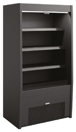 Vitrine libre service noire positive 980 mm avec 3 niveaux - Sofraca - VM980N