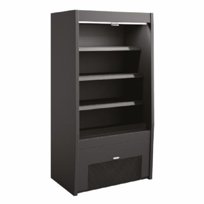 Vitrine murale réfrigérée libre service noire 3 niveaux avec rideau de nuit - 980x660x1900mm Vitrine murale réfrigérée libre service noire 3 niveaux avec rideau de nuit - 980x660x1900mm