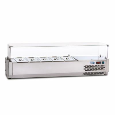 Saladette rfrigre   poser avec vitre droite au dessus +3/ +5C - 4x GN1/3