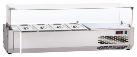 Saladette à Poser professionnelle avec couvercle 4 bacs GN 1/4 positive - Sofraca - VR124V