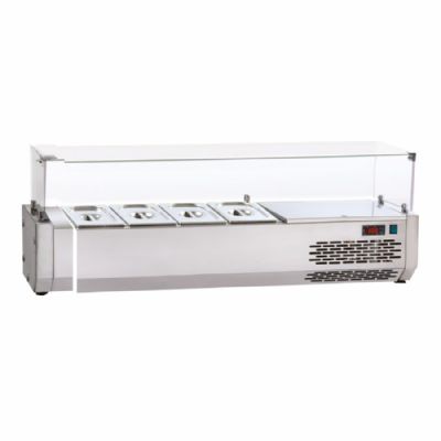 Saladette rfrigre   poser avec vitre droite au dessus +3/ +5C - 4x GN1/4