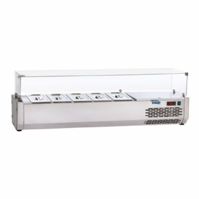 Saladette rfrigre   poser avec vitre droite au dessus +3/ +5C - 5x GN1/3