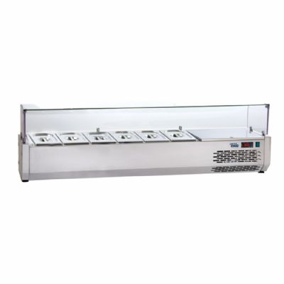 Saladette rfrigre   poser avec vitre droite au dessus +3/ +5C - 6x GN1/4