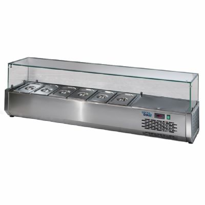 Saladette rfrigre   poser avec vitre droite au dessus +3/ +5C - 6x GN1/3
