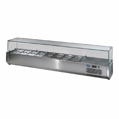 Saladette rfrigre   poser avec vitre droite au dessus +3/ +5C - 8x GN1/3