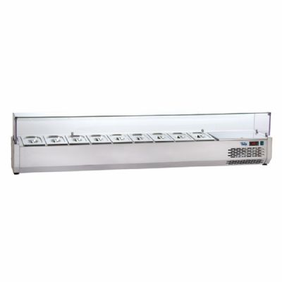 Saladette rfrigre   poser avec vitre droite au dessus +3/ +5C - 9x GN1/4