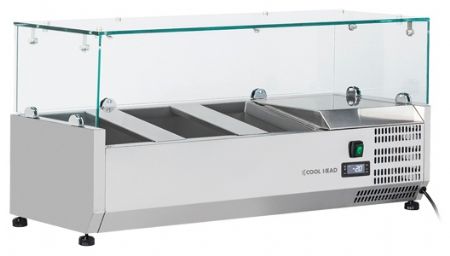 Vitrine réfrigérée à ingrédients couvercle verre 4 bacs GN 1/4 +2/+8°C - Coolhead - VRX 10/33