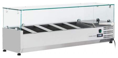 Vitrine réfrigérée à ingrédients couvercle verre 5 bacs GN 1/4 +2/+8°C - Coolhead - VRX 13/33
