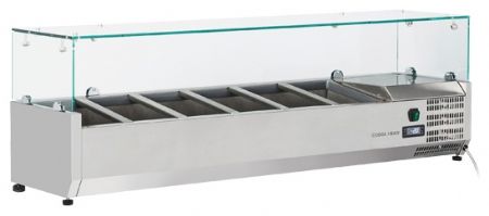 Vitrine réfrigérée à ingrédients couvercle verre 6 bacs GN 1/4 +2/+8°C - Coolhead - VRX 14/33