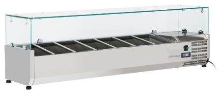 Vitrine réfrigérée à ingrédients couvercle verre 7 bacs GN 1/4 +2/+8°C - Coolhead - VRX 15/33
