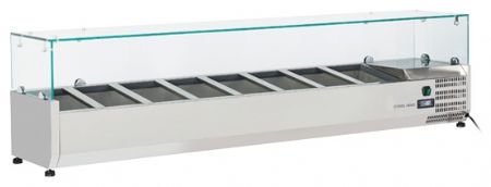 Vitrine réfrigérée à ingrédients couvercle verre 8 bacs GN 1/4 +2/+8°C - Coolhead - VRX 18/33