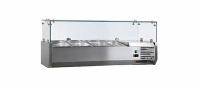 Saladette  poser  vitre droiteinox+2/+8cverre droit 3 gn 1/3-150 et 1 gn 1/2-150 non compris