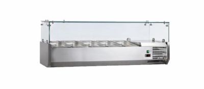 Saladette  poser  vitre droiteinox+2/+8cverre droit 4 gn 1/3 et 1 gn 1/2-150 non compris