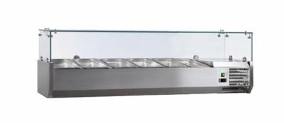 Saladette  poser  vitre droiteinox+2/+8cverre droit 5 gn 1/3 et 1 gn1/2-150 non compris
