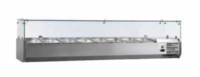 Saladette  poser  vitre droiteinox+2/+8cverre droit 8 gn1/3-150 non compris