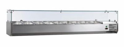 Saladette  poser  couvercle inox+2/+8cverre droit 9 gn1/3-150 non compris