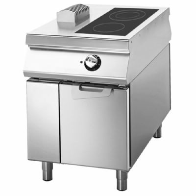 Plaque induction triphas sur coffre avec portes avec 2 foyers diamtre 280 mm