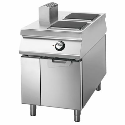 Cuisinière électrique triphasée sur coffre avec portes avec 2 foyers puissance 8 kW Cuisinière électrique triphasée sur coffre avec portes avec 2 foyers puissance 8 kW
