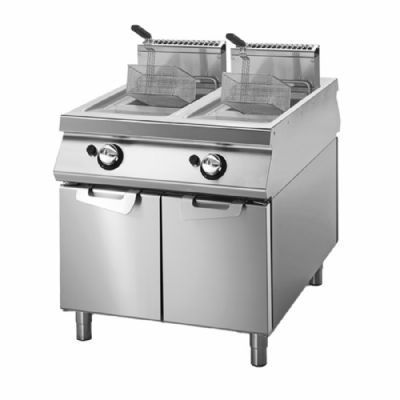 Friteuse gaz sur coffre avec portes - cuves 22+22 L et puissance 40 kW