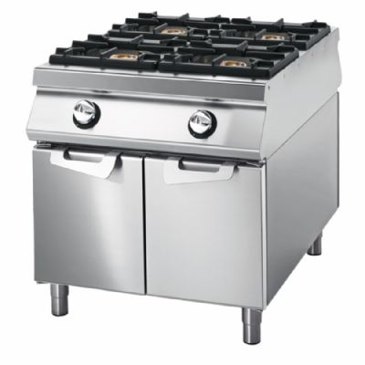 Cuisinire gaz sur coffre avec portes avec 4 foyers puissance 26 kW