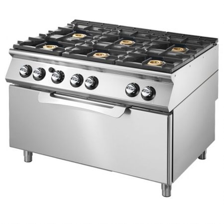 Fourneau profondeur 700 sur four gaz statique maxi, 6 brûleurs gaz - Virtus - VS70120CFGG Fourneau profondeur 700 sur four gaz statique maxi, 6 brûleurs gaz - Virtus - VS70120CFGG