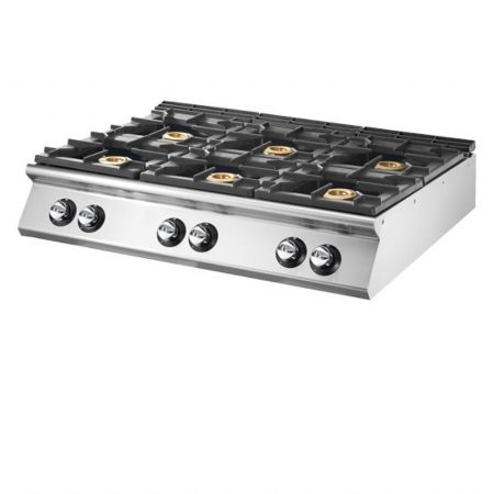 Fourneau profondeur 700 Cuisinière gaz 6 brûleurs de 6 kW chacun, plateau embouti - Virtus - VS70120PCGST Fourneau profondeur 700 Cuisinière gaz 6 brûleurs de 6 kW chacun, plateau embouti - Virtus - VS70120PCGST