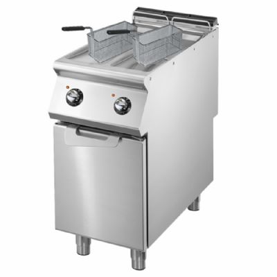 Friteuse électrique sur coffre inox commandes manuelles avec 2x8 L puissance 14 kW Friteuse électrique sur coffre inox commandes manuelles avec 2x8 L puissance 14 kW