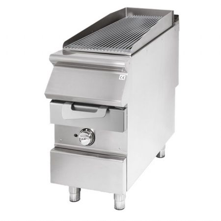 Grill pierre de lave profondeur 700 gaz zone de cuisson en inox viande et poisson 400x730x870 mm - Virtus - VS7040GRACQG