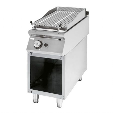 Grill pierre de lave profondeur 700 Gaz, zone de cuisson en inox, viande/poisson, 400x730x850 mm - Virtus - VS7040GRL