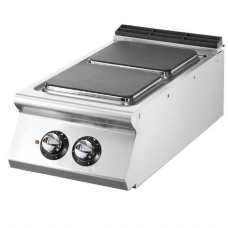 Fourneau profondeur 700 électrique à poser 2 plaques carrées en fonte Triphasé 5.2 kW - Virtus - VS7040PCEQT