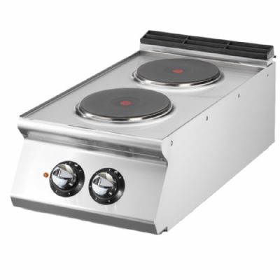 Cuisinière électrique de table 2 foyers fonte triphasée puissance 5,2 kW Cuisinière électrique de table 2 foyers fonte triphasée puissance 5,2 kW