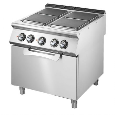 Fourneau profondeur 700 électrique sur four statique GN 2/1, 4 plaques carrées en fonte Triphasé 16.4/6 kW - Virtus - VS7080CFEQ Fourneau profondeur 700 électrique sur four statique GN 2/1, 4 plaques carrées en fonte Triphasé 16.4/6 kW - Virtus - VS7080CFEQ