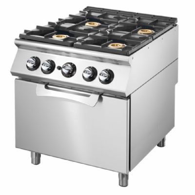 Cuisinière gaz avec four gaz statique et 4 foyers GN 2/1 Cuisinière gaz avec four gaz statique et 4 foyers GN 2/1