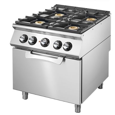 Fourneau profondeur 700 Cuisinière gaz sur four électrique statique GN 2/1, 4 brûleurs Gaz - Virtus - VS7080CFGE Fourneau profondeur 700 Cuisinière gaz sur four électrique statique GN 2/1, 4 brûleurs Gaz - Virtus - VS7080CFGE
