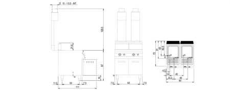 Cuiseur � p�tes professionnel gaz 2 bacs GN 2/3 capacit� 2x 26 litres