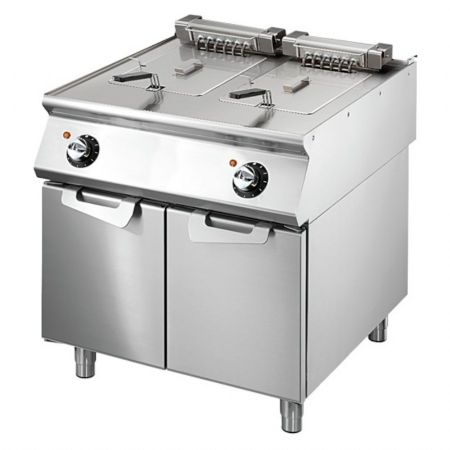 Friteuse cuisine pro profondeur 700 Triphasé 2 cuves 2 x 10 L 18 kW - Virtus - VS7080FRE10