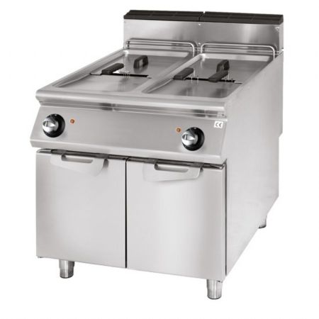 Friteuse cuisine pro profondeur 700 gaz, capacité 2 x 17 litres, 33 kW - Virtus - VS7080FRG17VL
