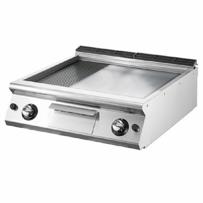 Plancha gaz � poser rainur�e 1/3 et surface lisse 2/3 format 670x530 mm