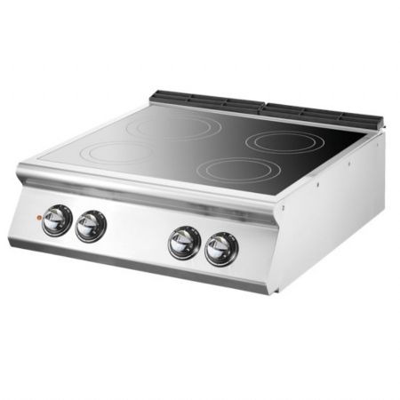Fourneau profondeur 700 Plaque induction 4 zones de cuisson Ø 220 mm 3,5 kW Triphasé 14 kW - Virtus - VS7080INDT14