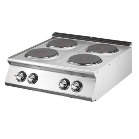 Fourneau profondeur 700 électrique à poser 4 plaques fonte 10.4 kW Triphasé - Virtus - VS7080PCET